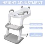 Potty Training Seat with Step Stool Ladder for Kids, Anti-Slip and Detachable Soft Pad, Toddler Toilet Training Seat with Height Adjustable Wide Steps and Safety Handles - Gray by FORYEE