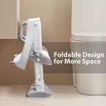 Potty Training Seat with Step Stool Ladder for Kids, Anti-Slip and Detachable Soft Pad, Toddler Toilet Training Seat with Height Adjustable Wide Steps and Safety Handles - Gray by FORYEE