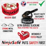 Adventurous Ninja Pulley Kit for Kids - Outdoor Fun with 70 ft. Slackline and Adjustable Swing Seat - Kids Slider Line Kit for Yard or Park - Slider Lines for Backyard Kids Ages 5-14 from NinjaSafe