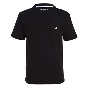 Nautica boys Short Sleeve Solid Crew Neck T-shirt Shirt, Black, 10 12 US by Nautica