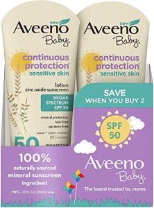 Aveeno Baby SPF#50 Continuous Protect Lotion Sensitive 3 Ounce (88ml) (Pack of 2) by Johnson & Johnson Sales