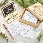 50 Pcs Baby Shower Advice Cards Wishes for Baby Cards with Wooden Keepsake Box Sonogram Photo Picture Frame and Rose Gold Pen for Baby Shower Birthday Games Activities from Junkin