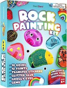 Rock Painting Kit for Kids - Arts and Crafts for Girls & Boys Ages 6-12 - Craft Kits Art Set - Supplies for Painting Rocks - Best Tween Paint Gift, Ideas for Kids Activities Age 4 5 6 7 8 9 10â¦ from Dan&Darci