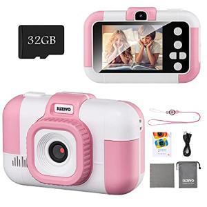 SUZIYO Kids Camera, Children Digital Selfie Video Camcorder 1080P Dual Lens 2.4 Inch HD, Birthday Christmas Electronic Gifts Toys for Age 3-9 Years Old Toddlers Girls & Boys (with 32G TF Card,Pink) from SUZIYO