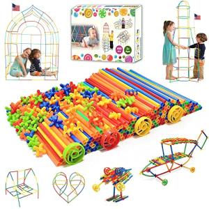 Haninsuze STEM Building Toys Sets 480pcs Interlocking Plastic Educational Toys Engineering Building Blocks, Safe Material Creativity Kids Toys, Straw Construction toys for 3-12 Year Old Boys and Girls by Haninsuze