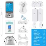TENS EMS Unit 24 Modes Muscle Stimulator, TEC.BEAN Rechargeable TENS Machine Massager with 8 Electrode Pads (American Gel), Electric Pulse Massager for Pain Relief Therapy by TEC.BEAN