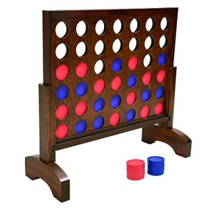 GoSports Giant Wooden 4 in a Row Game - Choose Between Classic White or Dark Stain - 2 Foot Width - Huge 4 Connect Family Fun with Coins, Case and Rules by P&P Imports LLC
