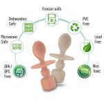 Silicone Baby Spoons for Baby Led Weaning 2-Pack, First Stage Baby Feeding Spoon Set Gum Friendly BPA Lead Phthalate and Plastic Free, Great Gift Set (Sunrise/French Beige) from Sperric