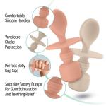 Silicone Baby Spoons for Baby Led Weaning 2-Pack, First Stage Baby Feeding Spoon Set Gum Friendly BPA Lead Phthalate and Plastic Free, Great Gift Set (Sunrise/French Beige) from Sperric