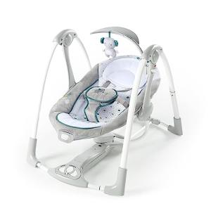 Ingenuity ConvertMe 2-in-1 Compact Portable Baby Swing & Infant Seat, Battery-Powered Vibrations, Automatic Sway, Nature Sounds - Nash by Kids II