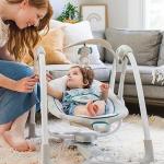 Ingenuity ConvertMe 2-in-1 Compact Portable Baby Swing & Infant Seat, Battery-Powered Vibrations, Automatic Sway, Nature Sounds - Nash by Kids II