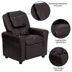 Flash Furniture Contemporary Brown LeatherSoft Kids Recliner with Cup Holder and Headrest from Flash Furniture