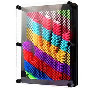 VILLPORT 3D Pin Art Toy, Colorful Plastic Pin Art Board Large Size 8 x 6 in, Classic Desktop Novelty Sculpture Impression Needle Art Toy for Kids by VILLPORT01