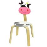 iPlay, iLearn 10 Inch Kids Solid Hard Wood Animal Chair, Stackable Wooden Finished, Preschool, Daycare, Bedroom, Playroom, Nursery Seat, Cow Furniture Stool for Toddlers, Children, Boys, Girls by iPlay, iLearn