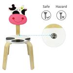 iPlay, iLearn 10 Inch Kids Solid Hard Wood Animal Chair, Stackable Wooden Finished, Preschool, Daycare, Bedroom, Playroom, Nursery Seat, Cow Furniture Stool for Toddlers, Children, Boys, Girls by iPlay, iLearn