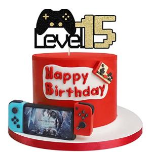 Sodasos Level 15 Game Birthday Cake Topperï¼Video Game Cake Topperï¼for Favors 15th Years old Kids Game Controllers Anniversary Children Birthday Decor Suppliesï¼Game On Winner Party Decoration (15) from Sodasos