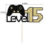 Sodasos Level 15 Game Birthday Cake Topperï¼Video Game Cake Topperï¼for Favors 15th Years old Kids Game Controllers Anniversary Children Birthday Decor Suppliesï¼Game On Winner Party Decoration (15) from Sodasos