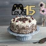 Sodasos Level 15 Game Birthday Cake Topperï¼Video Game Cake Topperï¼for Favors 15th Years old Kids Game Controllers Anniversary Children Birthday Decor Suppliesï¼Game On Winner Party Decoration (15) from Sodasos
