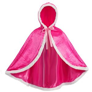 OPBIN Fur Princess Hooded Cape Cloaks Costume for Girls Christmas Halloween Birthday Role Play Cosplay Dress Up (5T, Pink) from 