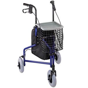 DMI Folding Rollator Walker with Swiveling Front Wheels, 3 Wheel, Aluminum Light-Weight, Detachable Storage Tray, Royal Blue by DMI