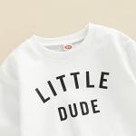 Toddler Baby Boy Fall Winter Outfits Letter Crewneck Sweatshirt Casual Pants 2Pcs Clothes Set White-Brown 12-18 Months from 