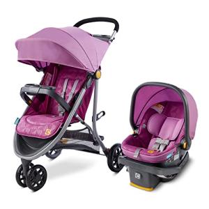 Century Stroll On 3-Wheel 2-in-1 Lightweight Travel System | Infant Car Seat and Stroller Combo, Berry from Century