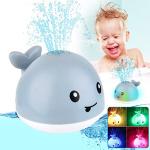 Baby Bath Toys, Light Up Baby Pool Toy with LED Light Whale Spray Water Toy for Toddlers Kids, Induction Sprinkler Bathtub Toys Bathroom Shower Swimming Pool Outdoor Water Toy(Gray) by Brands