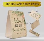 Advice for the Parents-to-Be Sign, Baby Shower Advice Game Kit (1 Standing Sign + 50 Advice Cards), Baby Showers Decorations-NPZAD06 from 