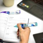 YUE ACTION Liquid Motion Timer Pen 2 Pack / Liquid Timer Pen / Multi Colored Fidget Pen for Office Desk Toys, Novelty Gifts ,Novelty Toys (Blue+Purple Set) from YUE ACTION