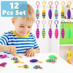 12 PCS Sensory Slug Toys, Articulated Stretch Caterpillar Toy, Anxiety Relief Fidget Slug Toy, Novelty Party Favors for Kids. from Maoyi Store