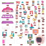 Pretend Play Pet House Toys,Dollhouse Playset 74pcs,Miniature Dollhouse Furniture and Accessories,Fun Cat Role Play Toys for Kids,Boys,Girls,Toodlers by TAKIHON