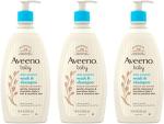 Aveeno Baby Daily Moisture Gentle Bath Wash & Shampoo with Natural Oat Extract, Hypoallergenic, Tear-Free & Paraben-Free Formula for Sensitive Hair & Skin, Lightly Scented, 18 Fl Oz (Pack of 3) from Johnson & Johnson