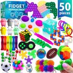 (50 Pcs) Fidget Toys, Fidgets Pop Its Pack, Pop It Party Favors, Popitsfidgets Popit Figit Kids Gifts Small Mini Bulk Sensory Toys Girls, Autism ADHD Autistic Poppet Carnival Treasure Classroom Prizes by Zen Laboratory