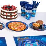DECORLIFE Video Game Party Supplies Serves 16, Cute Party Plates and Napkins Sets for Boys Birthday, Cups and Knives, Forks, Spoons Included, Blue, Total 112pcs by decorlife