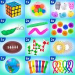 (50 Pcs) Fidget Toys, Fidgets Pop Its Pack, Pop It Party Favors, Popitsfidgets Popit Figit Kids Gifts Small Mini Bulk Sensory Toys Girls, Autism ADHD Autistic Poppet Carnival Treasure Classroom Prizes by Zen Laboratory