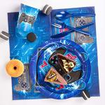 DECORLIFE Video Game Party Supplies Serves 16, Cute Party Plates and Napkins Sets for Boys Birthday, Cups and Knives, Forks, Spoons Included, Blue, Total 112pcs by decorlife