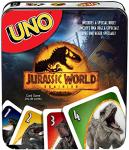 âUNO Jurassic World Dominion Card Game with Movie-Themed Deck, Special Rule and Storage Tin, Gift and Collectible for Dinosaur Fans by Mattel