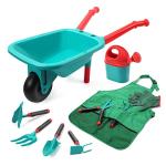 CUTE STONE Kids Gardening Tool Set, Garden Toys with Wheelbarrow, Watering Can, Gardening Gloves, Hand Rake, Shovel, Trowel, Double Hoe, Apron with Pockets, Outdoor Indoor Toys Gift for Boys Girls by Cute Stone