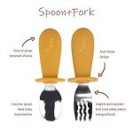 Toddler Utensils Set, Stainless Steel Baby Spoon And Fork With Flatware Storage Bag, Toddler Silverware Set With Food-Grade Silicone Grip For Baby Toddler Self- Feeding, 8 mos +(Sand) from 