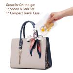 Toddler Utensils Set, Stainless Steel Baby Spoon And Fork With Flatware Storage Bag, Toddler Silverware Set With Food-Grade Silicone Grip For Baby Toddler Self- Feeding, 8 mos +(Sand) from 