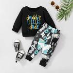 RogPrincekids Infant Toddler Baby Boy Clothes Set Long Sleeve Letters Printed Crewneck Sweatshirt Tops Long Pants 2PCS Outfits Set(Black, 18-24 Months) by 