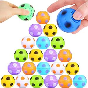 32 PCS Mini Fidget Spinners Soccer Ball Toys for Kids, Soccer Party Favors Goodie Bag Stuffers, Rotatable Soccer Finger Stress Balls for Classroom Prizes by ZJDL