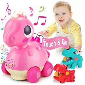 Dreampark Baby Toys 18 Months - Infant Toys 18 Months Baby Crawling Toys 2 Year Old Girl Gifts Touch & Go Musical Light Dinosaur Toy Baby Gifts for 18-24 Months Girls Boys Babies Toddlers Age 2 by Dreampark
