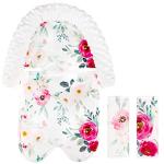 Car Seat Cushion and Strap Covers for Girls, Upgraded Car Seat Insert Cushion Pad and Strap Covers, Baby Headrest Fits for Car Seats, Swing, Pink Watercolor Floral from TANOFAR