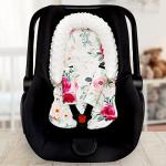 Car Seat Cushion and Strap Covers for Girls, Upgraded Car Seat Insert Cushion Pad and Strap Covers, Baby Headrest Fits for Car Seats, Swing, Pink Watercolor Floral from TANOFAR