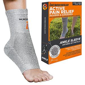 Incrediwear Ankle Sleeve â Ankle Brace for Joint Pain Relief, Sprained Ankle Support, Arthritis, Inflammation Relief, and Circulation, Ankle Support for Women and Men (Grey, Large) by Incrediwear