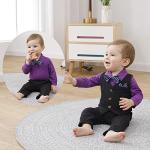 YALLET Baby Boy Clothes Set Infant Tuxedo Long Sleeve Gentleman Suit Outfits + Beret Hat + Suspender Pants + Bowtie 0-18M from 