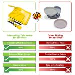 Toddler Plates - Toddler eating Utensil set with Spoon Fork and Removable Straw - Construction theme Toddler Utensils - Baby Plates Feeding set - Construction Plates and Cutlery - Yellow by HEBELLE