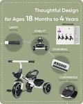 KRIDDO Kids Tricycles Age 18 Month to 4 Years, Toddler Kids Trike for 1.5 to 3 Year Old, Gift Toddler Tricycles for 2 - 4 Year Olds, Trikes for Toddlers, White by LFUN