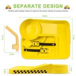 Toddler Plates - Toddler eating Utensil set with Spoon Fork and Removable Straw - Construction theme Toddler Utensils - Baby Plates Feeding set - Construction Plates and Cutlery - Yellow by HEBELLE